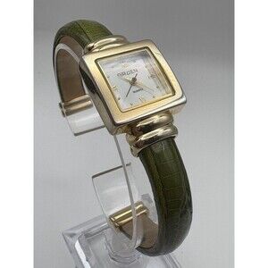 Vintage Gruen Mother of Pearl Watch - Green Leather Band - New Battery